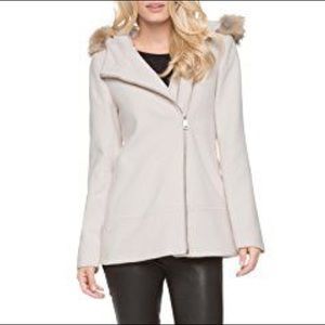 Andrew Marc Genuine Fur Trim Hooded Coat